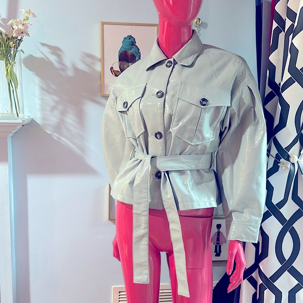 ASOS DESIGN Vinyl Tie Waist Jacket